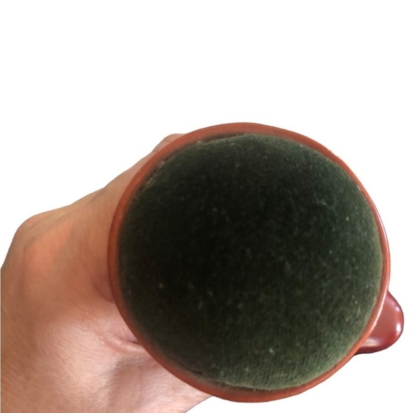 VTG Italian Made Ceramic Boot Pin Cushion Markings on Bottom Rust Top Cushion - Picture 5 of 7